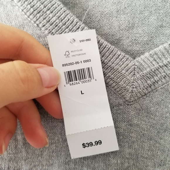 Gap Factory Gray Lightweight V Neck Sweater Large - Picture 6 of 7